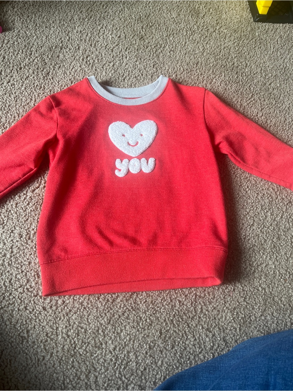 Cat & Jack Red Pullover Sweatshirt with White Heart Graphic